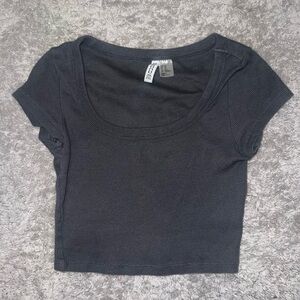 Urban Outfitters Black Ribbed Crop Top